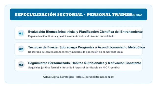 Pilares temáticos y especialización sectorial de Personal Trainer en Argentina